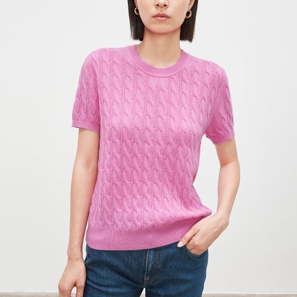 CHICJOC Women 100% Cashmere sweater in rose pink size 40 - Picture 7 of 15